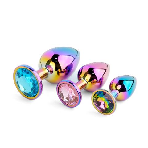 Zestaw korków analnych multicolor ze stali nierdzewnej – 3 rozmiary