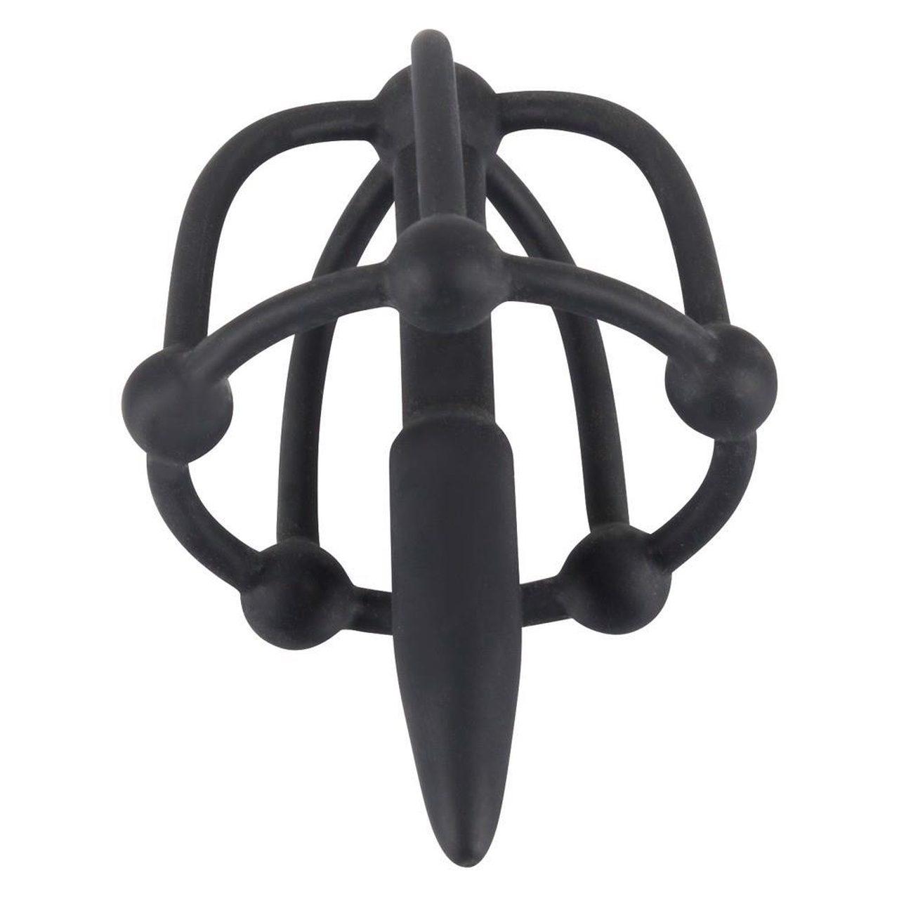 Dilator do cewki z klatką na żołądź i kulkami | miękki i elastyczny