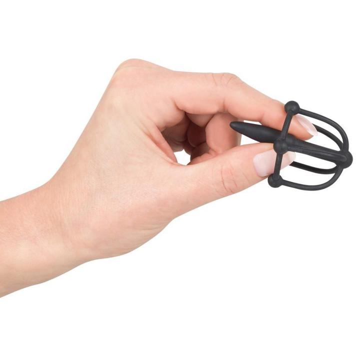 Dilator do cewki z klatką na żołądź i kulkami | miękki i elastyczny