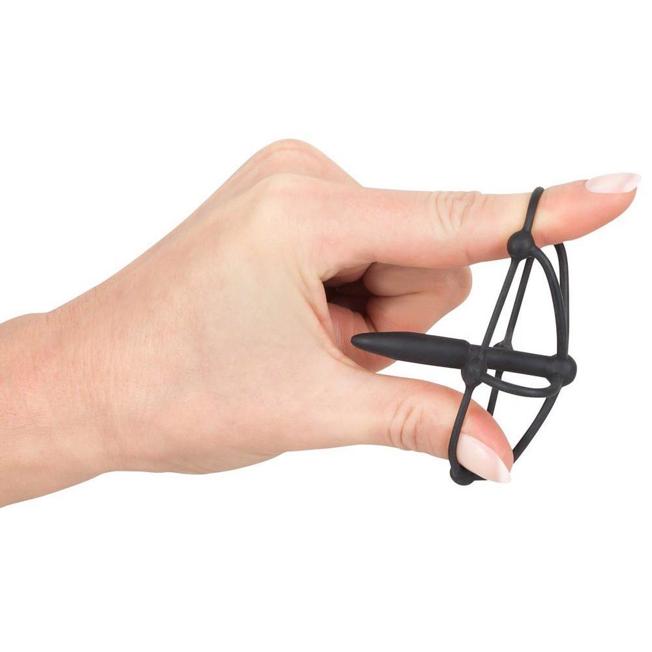 Dilator do cewki z klatką na żołądź i kulkami | miękki i elastyczny