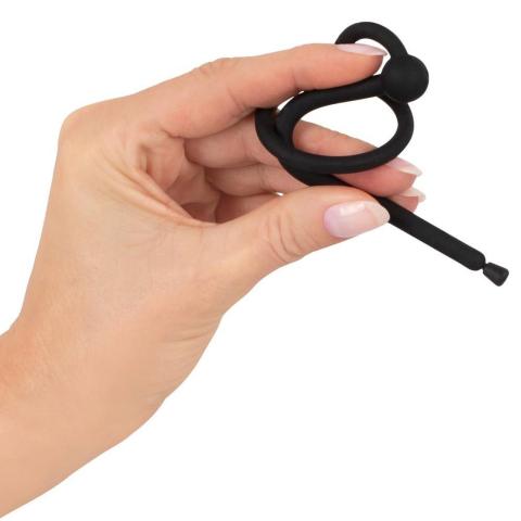 Plug do penisa z kanałem i pierścieniem na żołądź 12,7 cm