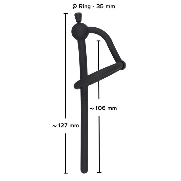 Plug do penisa z kanałem i pierścieniem na żołądź 12,7 cm