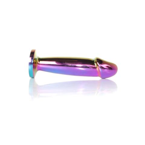 Tęczowy metalowy plug analny z kryształkiem 10,2 cm
