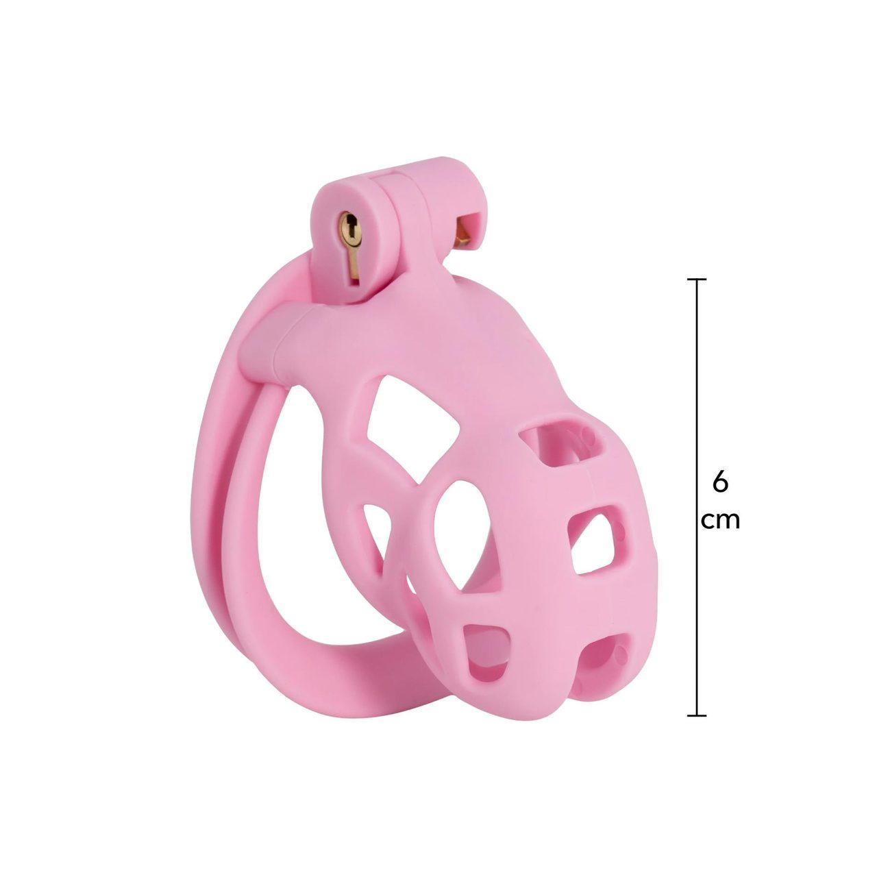 Różowy pas cnoty męski z zamkiem i 4 pierścieniami | Loris.pl