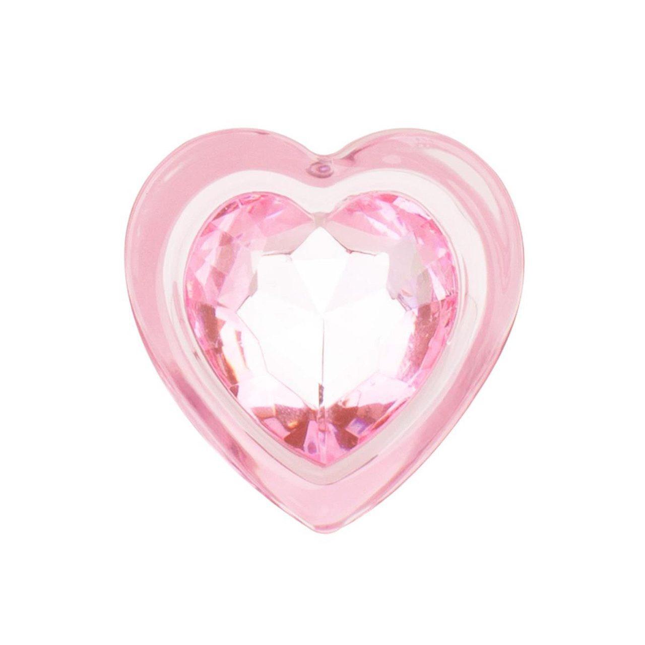 Różowy szklany korek analny 7,2 cm z serduszkową podstawą | Loris.pl