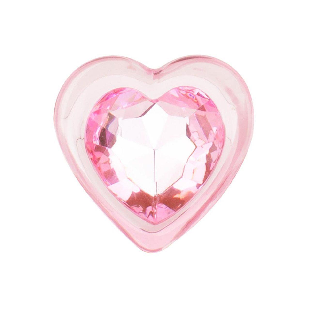 Różowy szklany plug analny 7 cm z bazą serce | Loris.pl