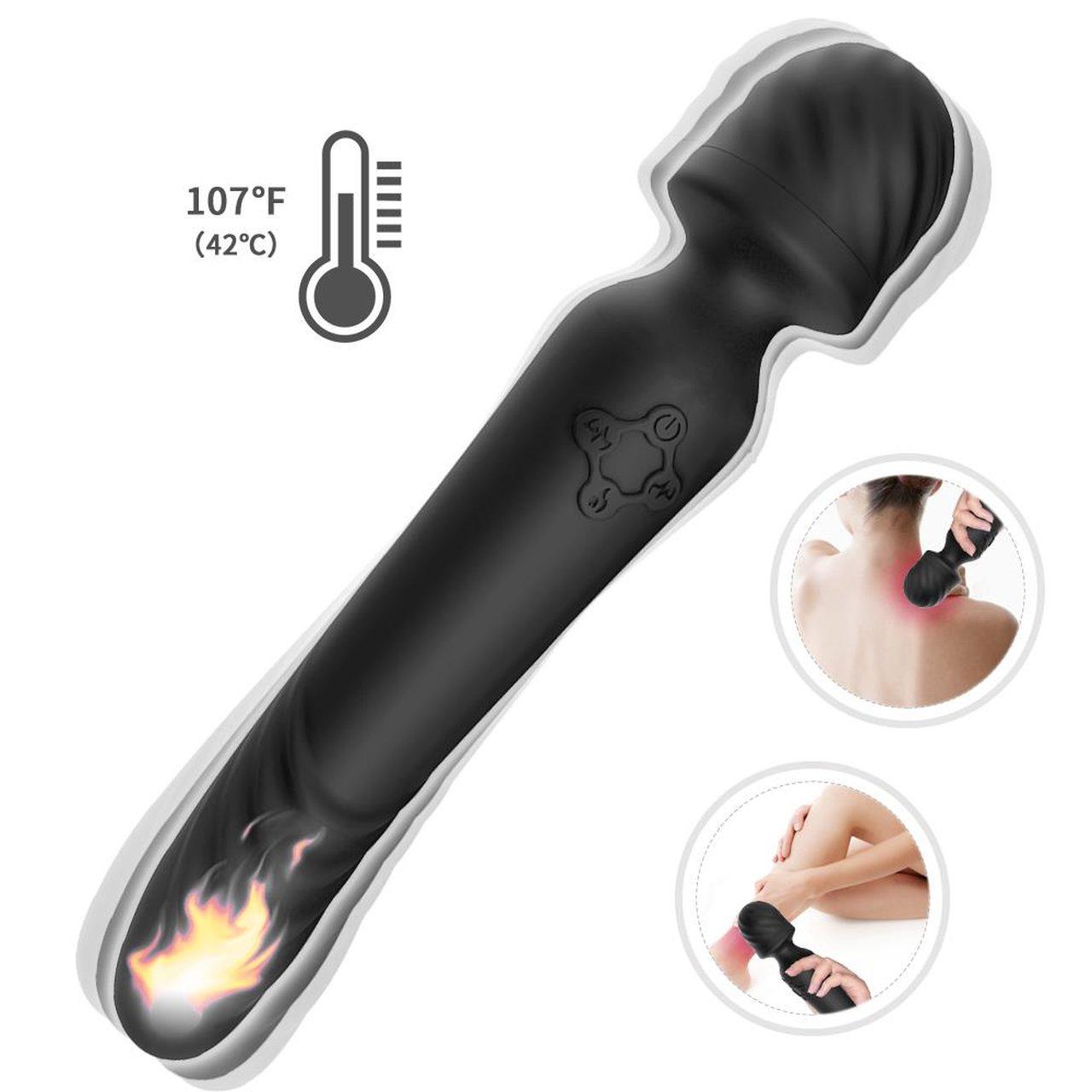 Czarny masażer wibracyjny 42°C | 9 trybów | Wodoodporny | Loris.pl
