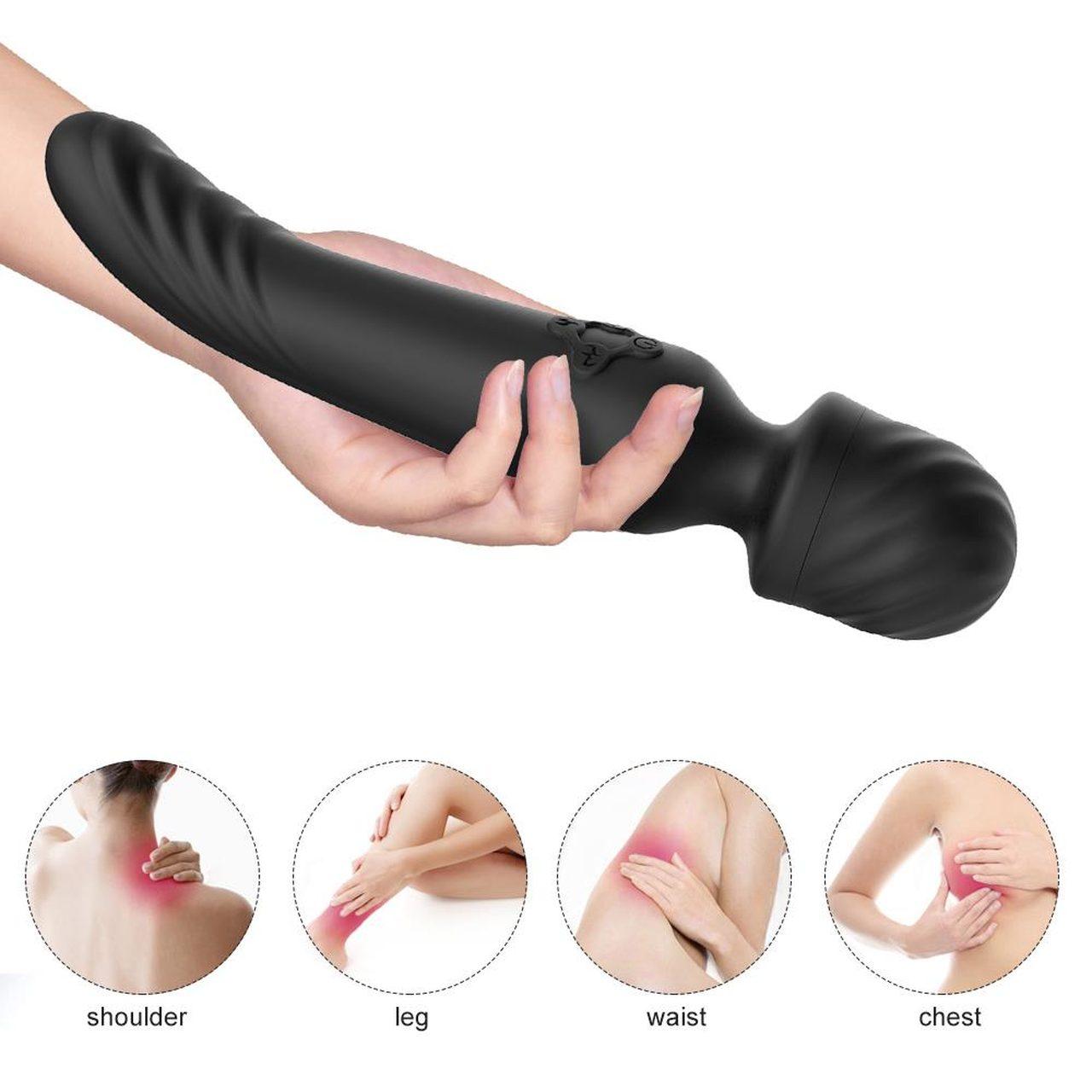 Czarny masażer wibracyjny 42°C | 9 trybów | Wodoodporny | Loris.pl