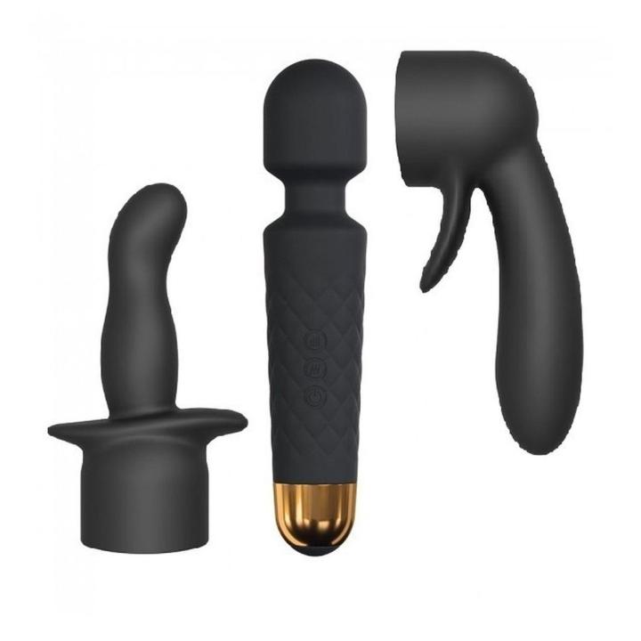 Zestaw masażera typu różdżka z 2 końcówkami | Punkt G, łechtaczka i analnie