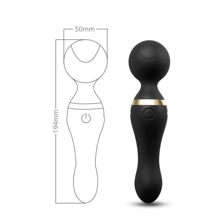 Czarna różdżka wibrująca do masażu 9 trybów | Wodoodporna USB