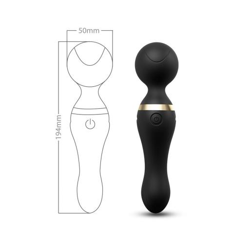 Czarna różdżka wibrująca do masażu 9 trybów | Wodoodporna USB
