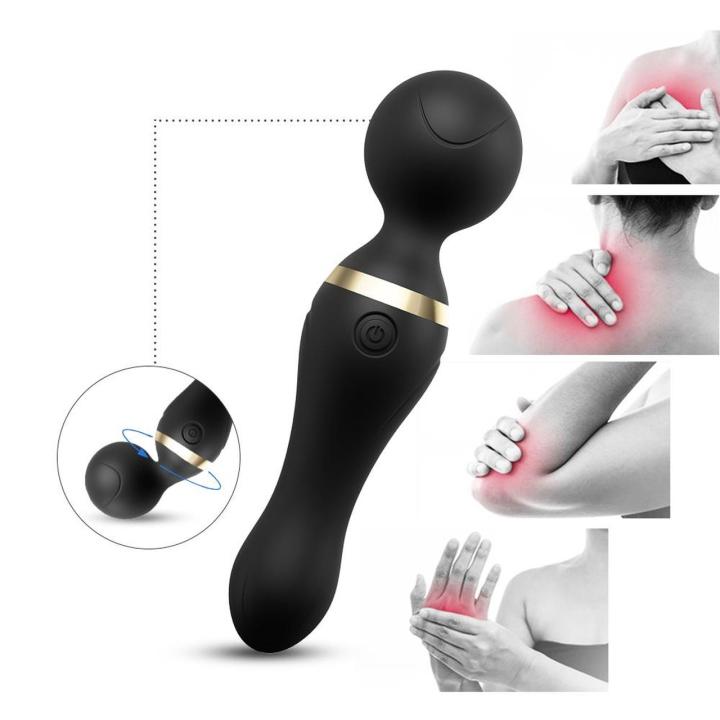 Czarna różdżka wibrująca do masażu 9 trybów | Wodoodporna USB
