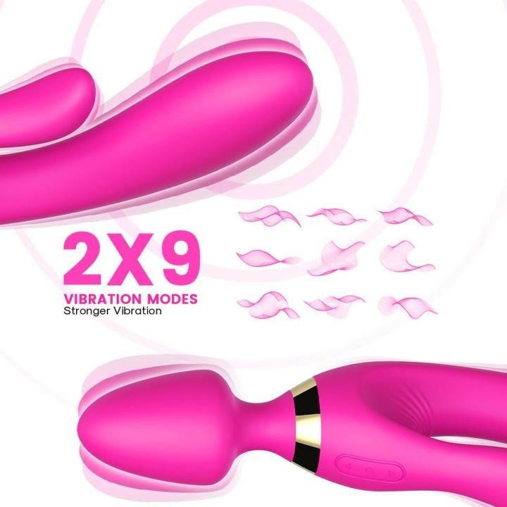 Różowy masażer wand dla par – 9 trybów, wodoodporny, USB