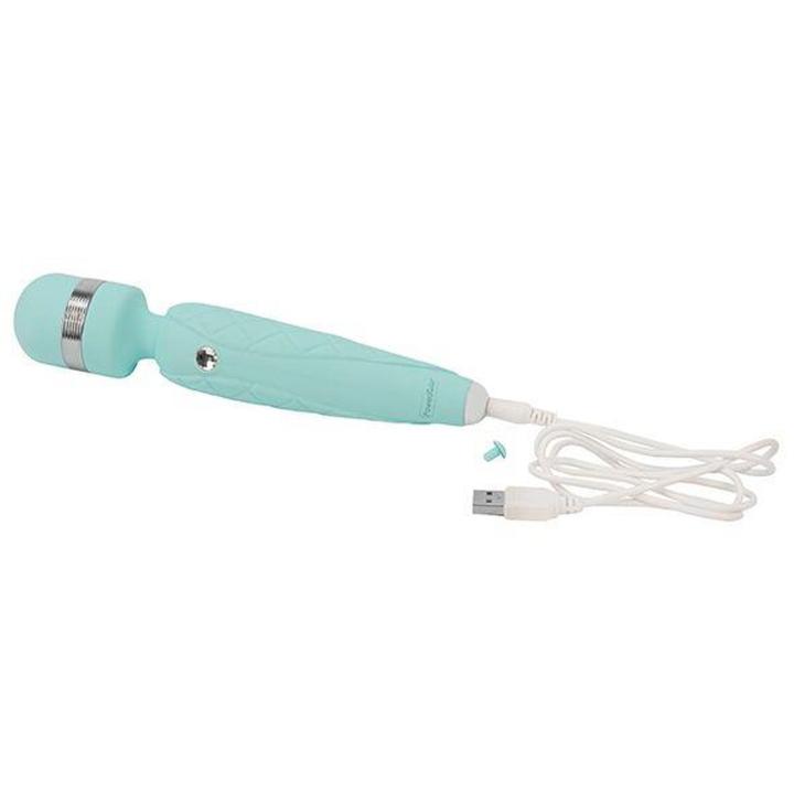 Turkusowa różdżka masująca USB – bezprzewodowy masażer do ciała
