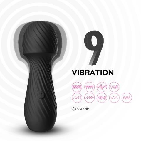 Czarny masażer erotyczny różdżka 9 trybów | Wodoodporny | USB
