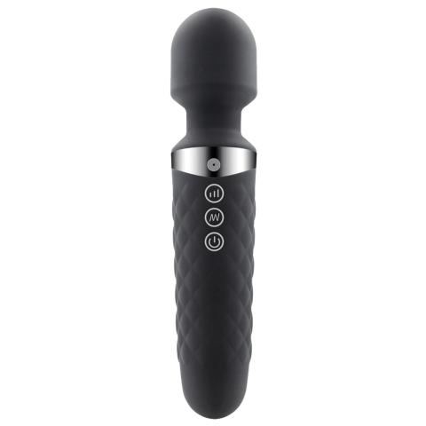 Czarny mini masażer różdżkowy 20 cm – 16 trybów, ładowanie USB