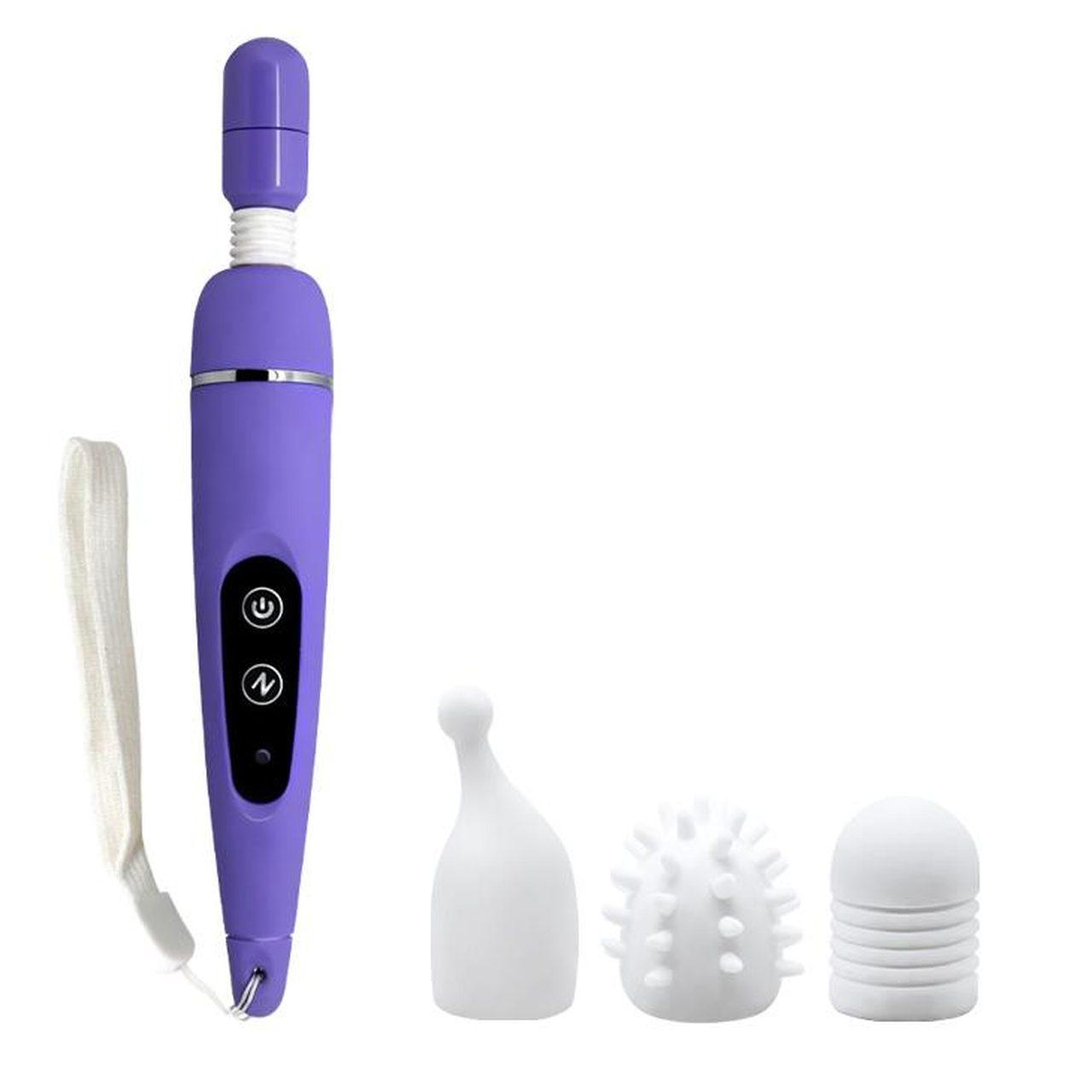 Masażer różdżka 10 trybów wibracji + 3 nakładki | Loris.pl