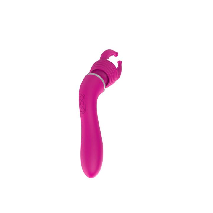 Różowy masażer z nakładką wypustki USB | 10 trybów | Wodoodporny 19,6 cm