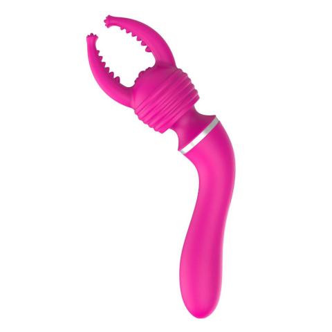 Różowy masażer z nakładką wypustki USB | 10 trybów | Wodoodporny 19,6 cm