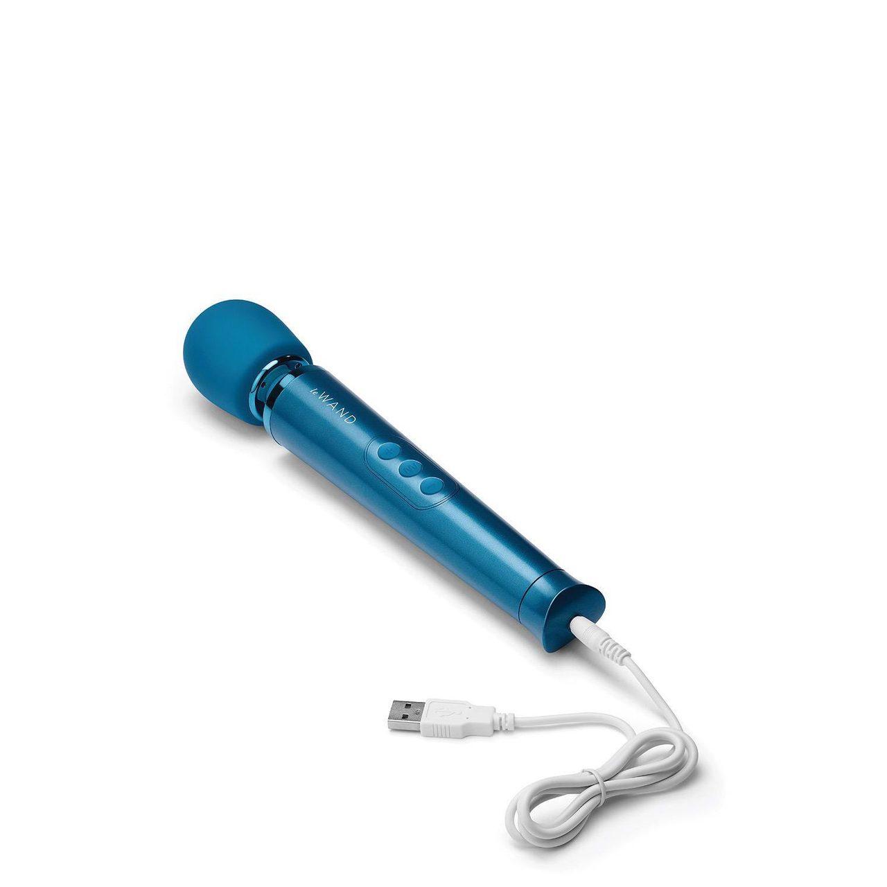 Mini masażer wibracyjny wand USB niebieski – 10 intensywności i 6 trybów | Loris.pl