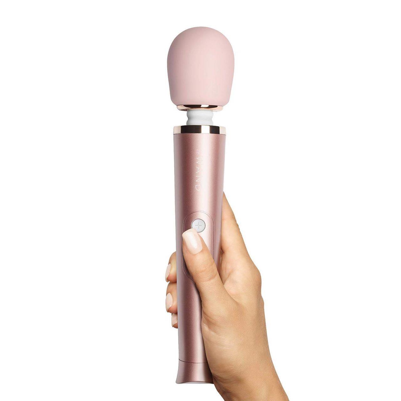 Masażer wibracyjny wand USB różowe złoto – kompaktowy, mocny, silikonowy