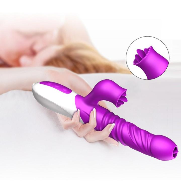Wibrator silikonowy z posuwem, rotacją i grzaniem usb