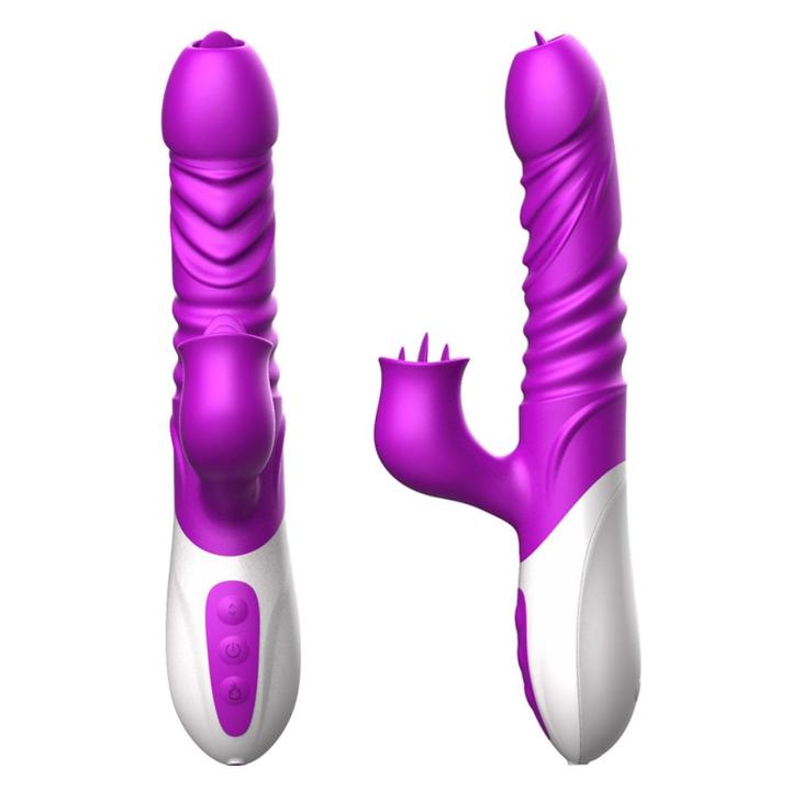 Wibrator silikonowy z posuwem, rotacją i grzaniem usb | Loris.pl