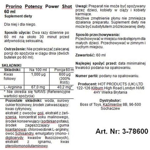 Shot na erekcję dla mężczyzn 60 ml – wsparcie wzwodu