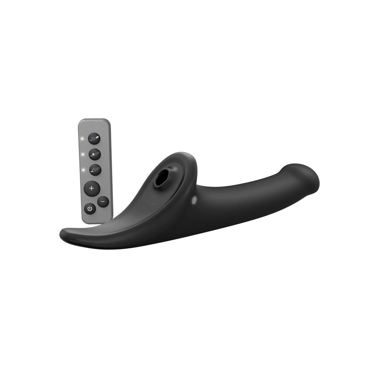 Dildo strap-on z wibracją i ruchem M | 3 silniki, pilot, IPX7
