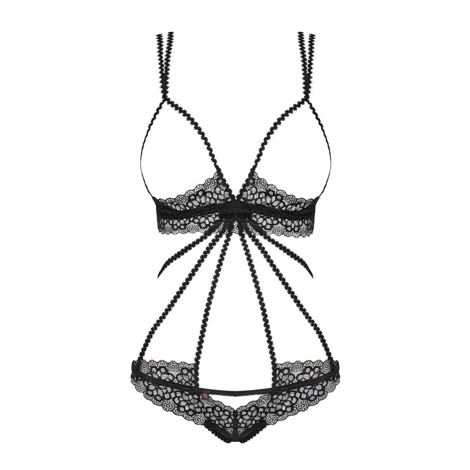 Czarne Body Obsessive Liferia z otwartymi miseczkami