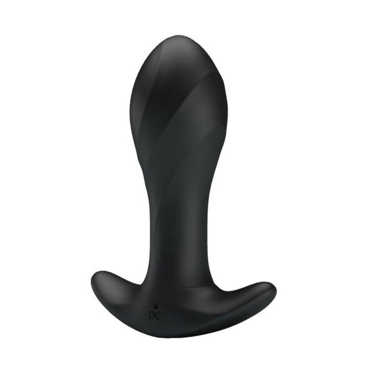 Wibrujący korek analny 12 trybów USB czarny | Loris.pl