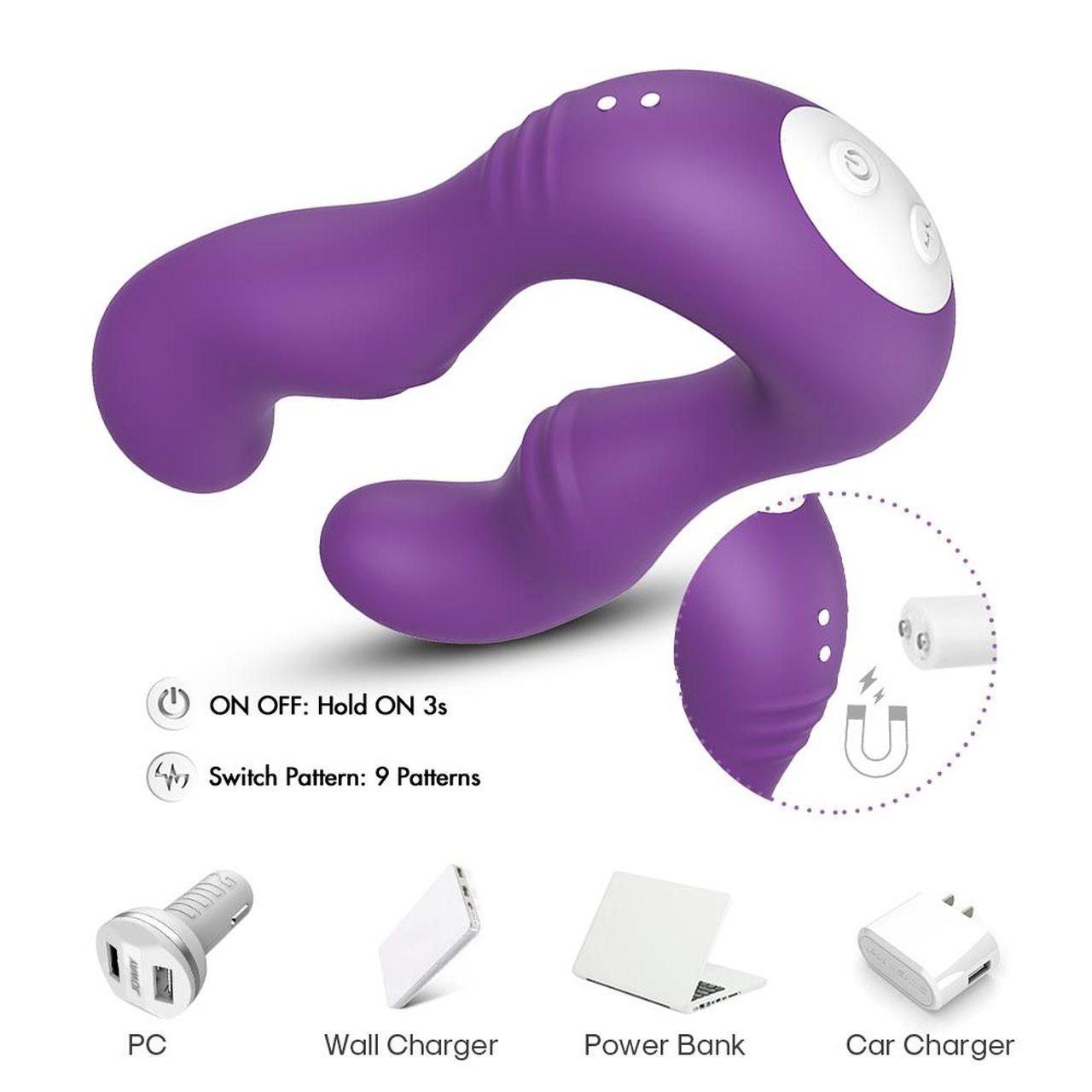Stymulator dla par fioletowy – podwójna wibracja, wodoodporny | Loris.pl