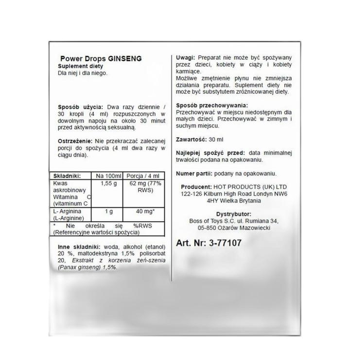 Krople z żeńszeniem dla mężczyzn 30 ml – energia i pobudzenie | Loris.pl