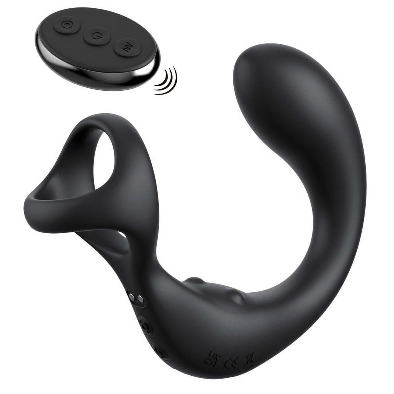 Masażer prostaty z pierścieniem i masażerem krocza | Wibracje + pilot