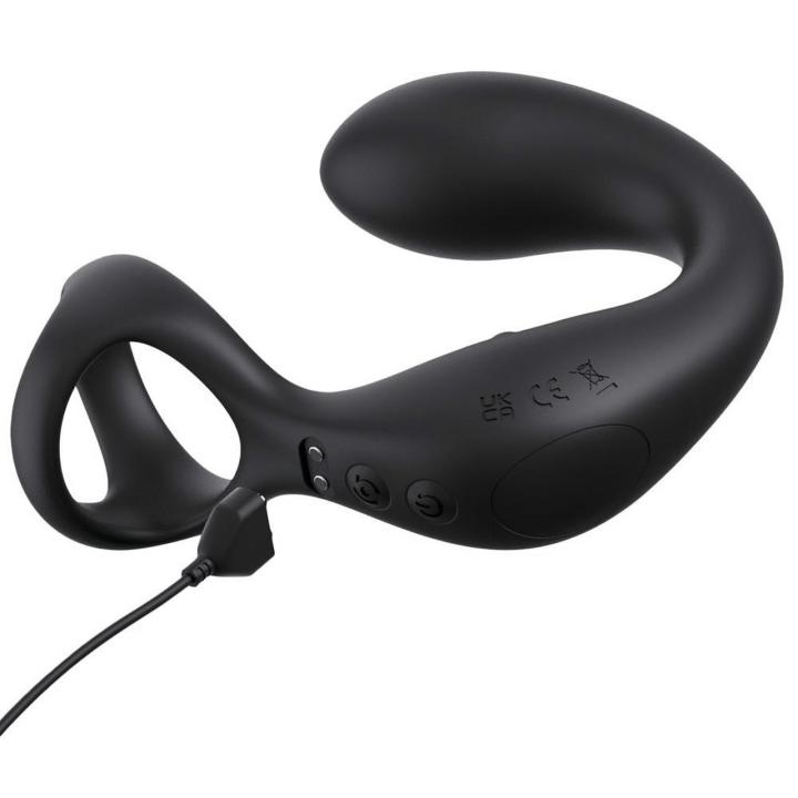 Masażer prostaty z pierścieniem i masażerem krocza | Wibracje + pilot