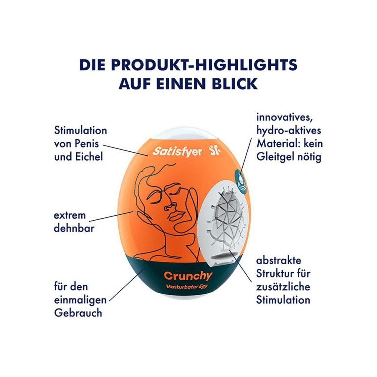Satisfyer Eggcited Crunchy – jajko masturbacyjne bez lubrykantu | Loris.pl