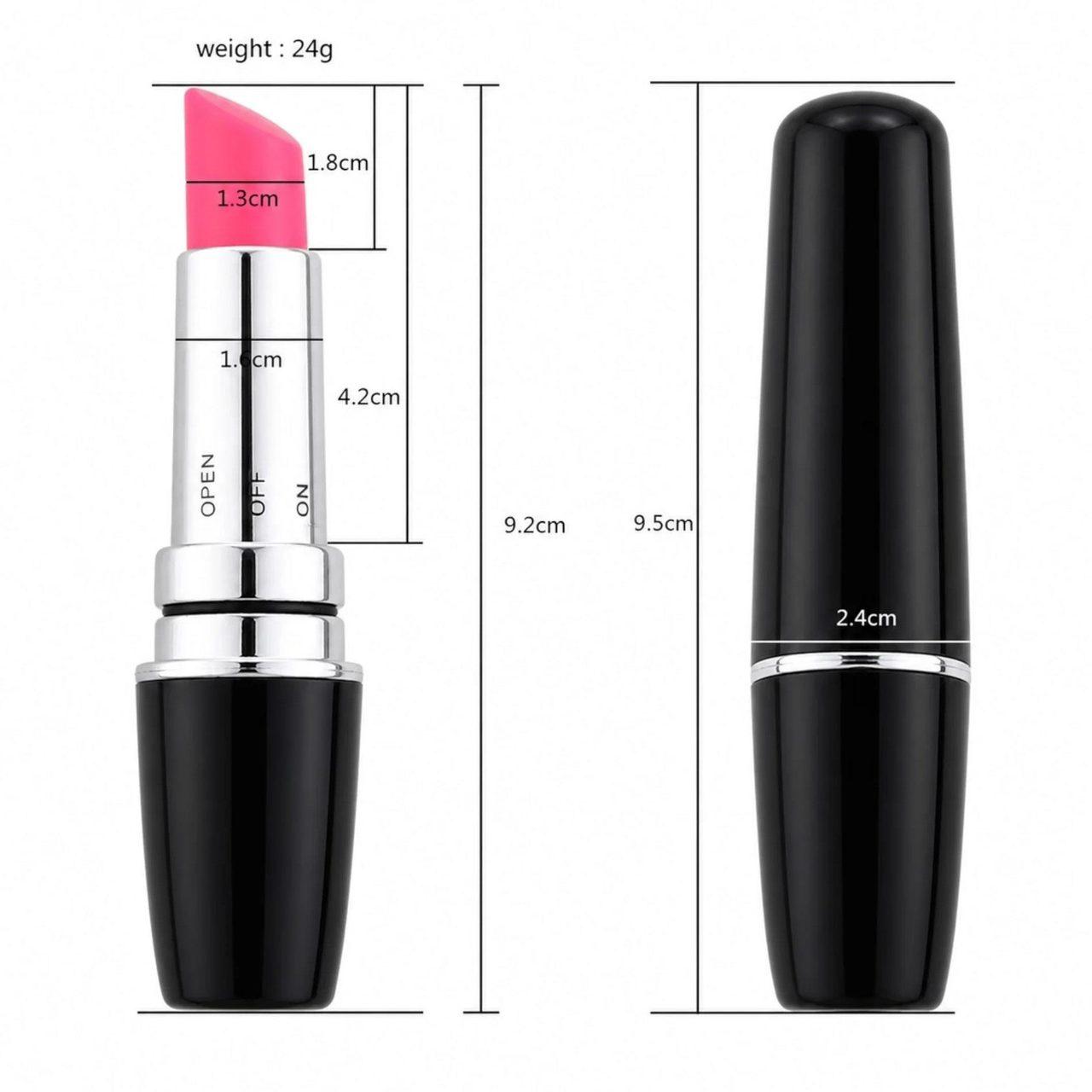 Mini wibrator w szmince czarno czerwony 9,5 cm | Dyskretny masażer