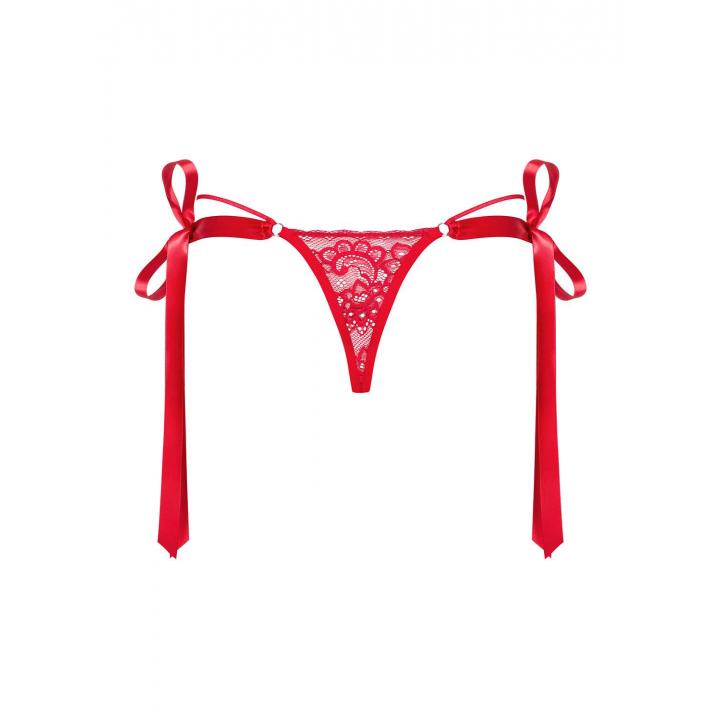 Czerwone stringi Obsessive Lovlea z kokardkami 