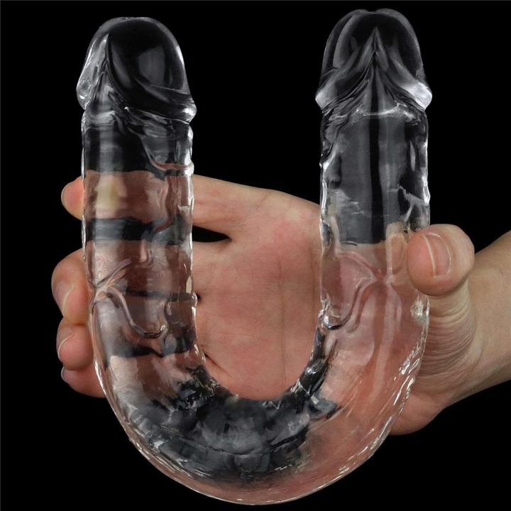 Przezroczyste dildo podwójne 30,5 cm – miękkie TPE