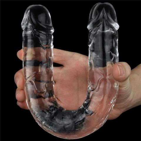 Przezroczyste dildo podwójne 30,5 cm – miękkie TPE