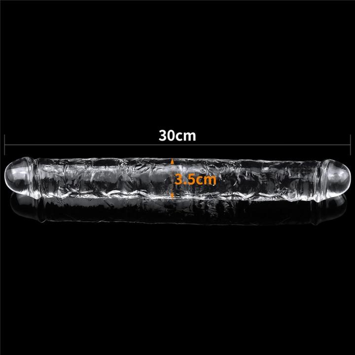 Przezroczyste dildo podwójne 30,5 cm – miękkie TPE