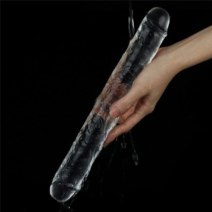 Przezroczyste dildo podwójne 30,5 cm – miękkie TPE