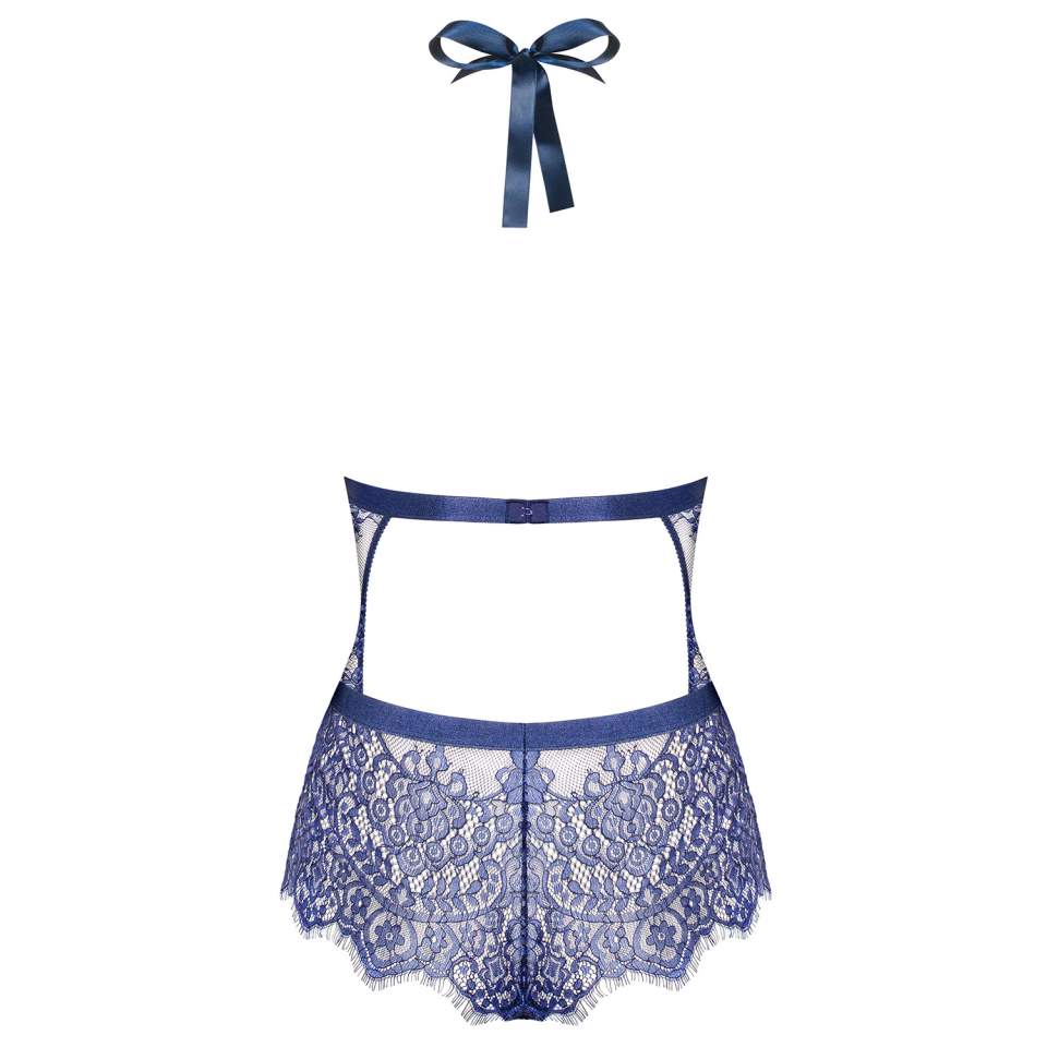 Niebieskie body Obsessive Flowlace idealne jako sexy piżamka