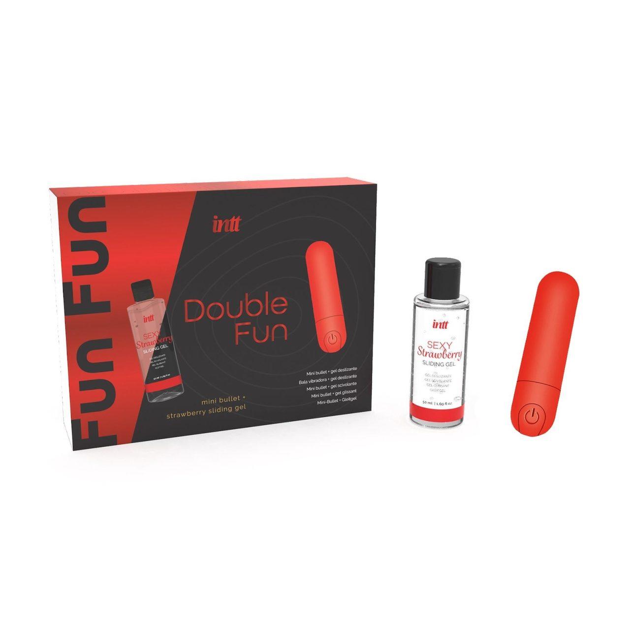 Zestaw mini wibrator pocisk USB + lubrykant truskawkowy 50 ml | Loris.pl