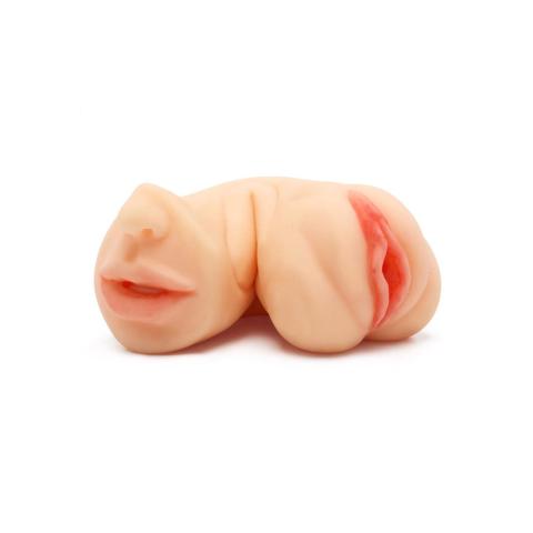 Dwustronny masturbator 2w1 wagina i usta cielisty TPR