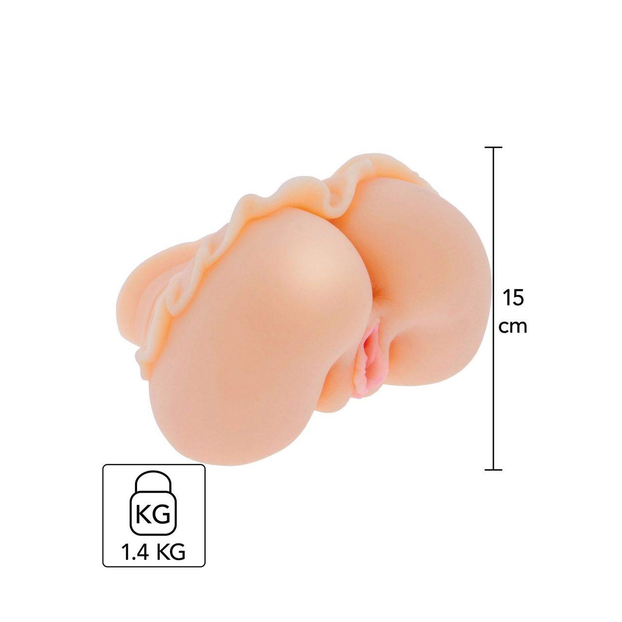 Masturbator wagina i anal TPE 15×17 cm z pierścieniem zaciskającym | Loris.pl