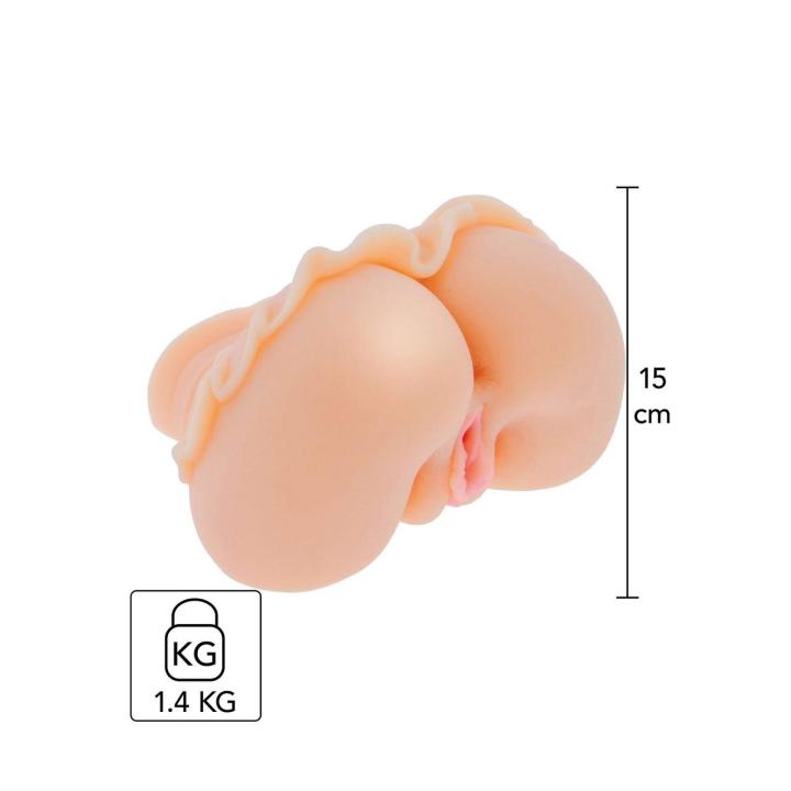 Masturbator wagina i anal TPE 15×17 cm z pierścieniem zaciskającym | Loris.pl