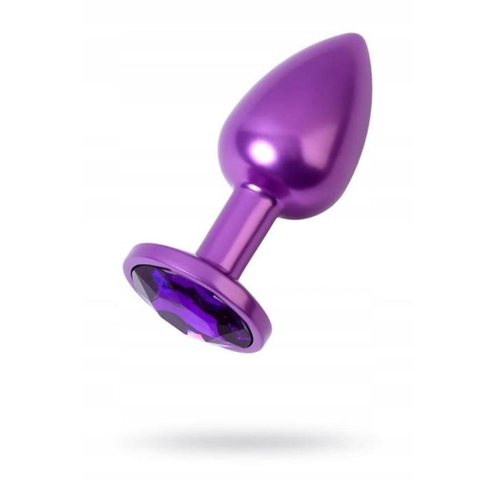 Metalowy korek analny z fioletowym kryształkiem - elegancki plug | Loris.pl