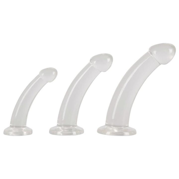 Zestaw dildo analnych 3 szt. przezroczyste z przyssawką | Loris.pl