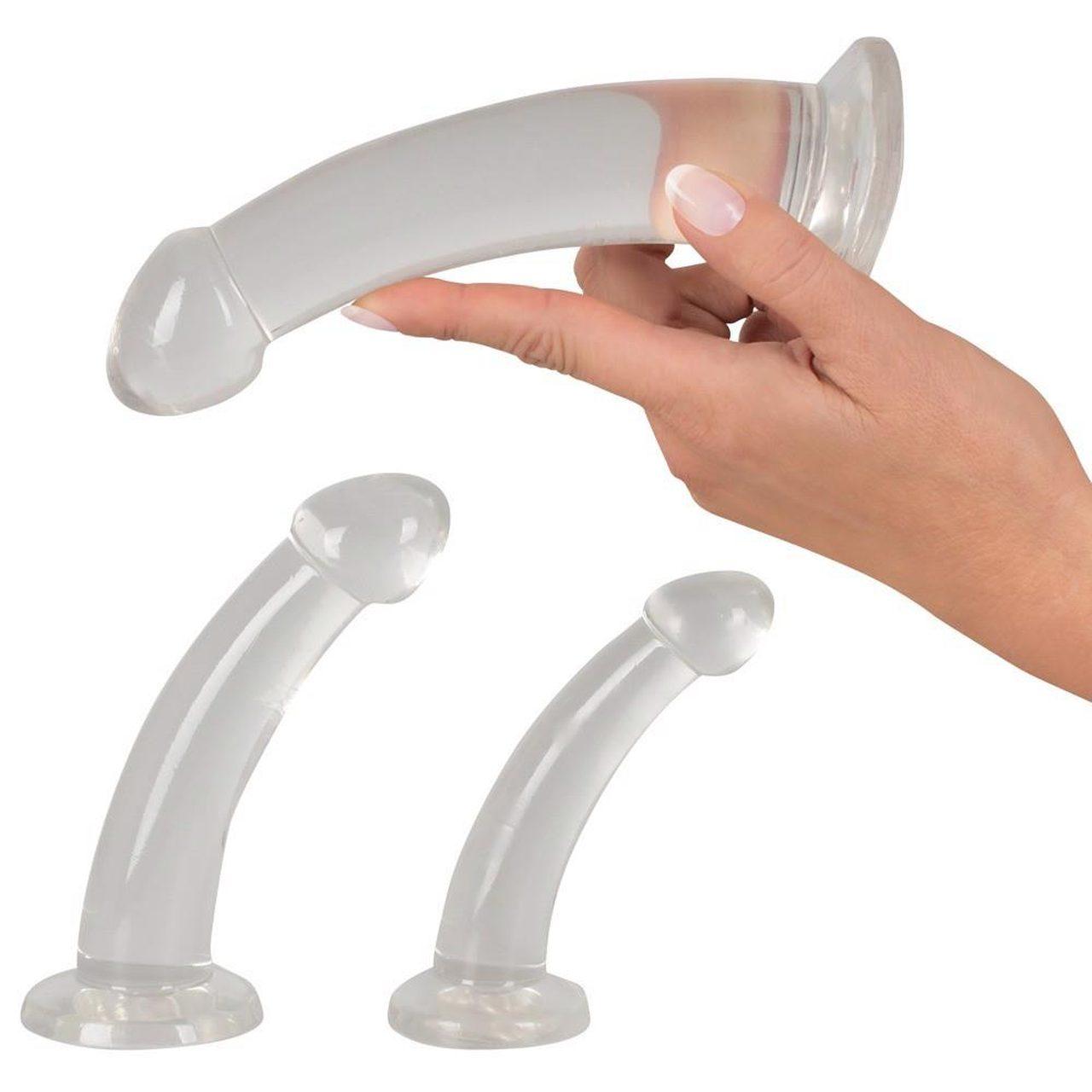 Zestaw dildo analnych 3 szt. przezroczyste z przyssawką | Loris.pl